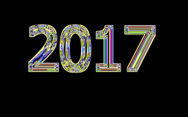 Siyah arka plan üzerinde renkli numaraları 2017
