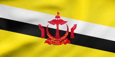 Brunei sallayarak, gerçek kumaş doku bayrağı