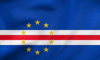 Cape Verde sallayarak, gerçek kumaş doku bayrağı