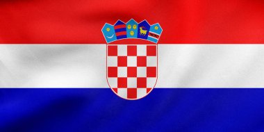 Hırvatistan sallayarak, gerçek kumaş doku bayrağı