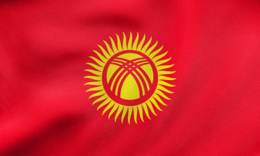 Kırgızistan sallayarak, gerçek kumaş doku bayrağı