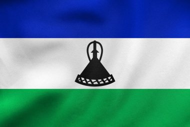 Lesotho sallayarak, gerçek kumaş doku bayrağı