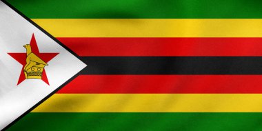 Zimbabve sallayarak, gerçek kumaş doku bayrağı