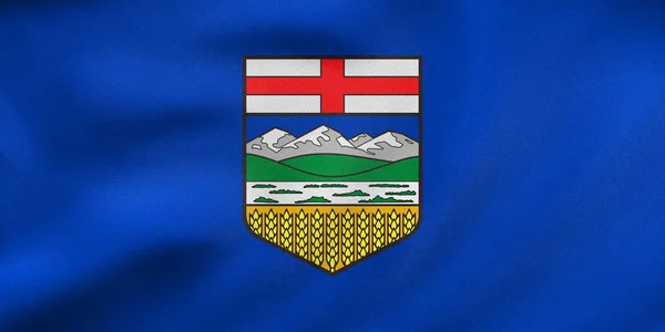 Bandiera di Alberta sventola, tessitura in tessuto reale — Foto Stock