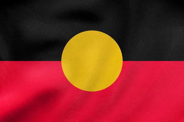 Bandera aborigen australiana ondeando, textura de tela — Foto de Stock