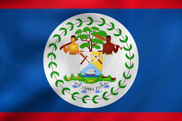 Belize sallayarak, gerçek kumaş doku bayrağı — Stok fotoğraf