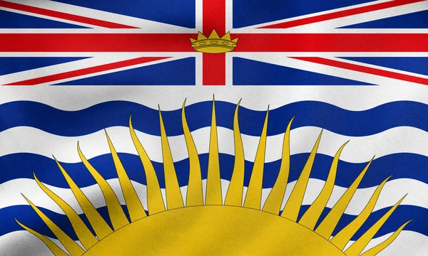 Bandera de British Columbia ondulada, textura de tela real —  Fotos de Stock