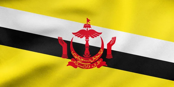 Flag of Brunei waving, real fabric texture — Stock Photo, Image