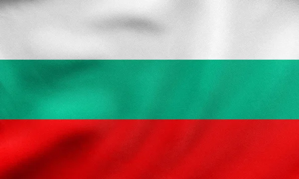 Flag of Bulgaria waving, real fabric texture — Stock Photo, Image