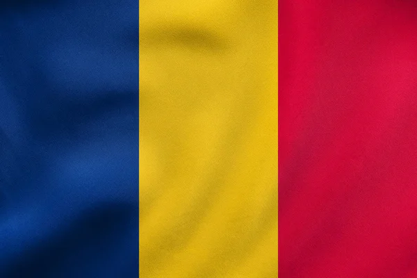 Csád integetett, valós szövet szerkezete zászlaja — Stock Fotó
