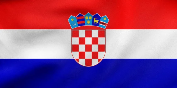 Bandeira da Croácia acenando, textura de tecido real — Fotografia de Stock
