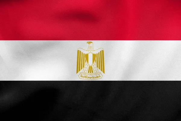 Bandiera dell'Egitto sventola, tessitura in tessuto reale — Foto Stock
