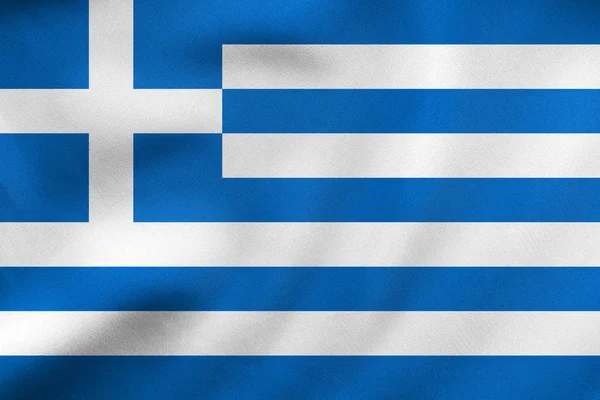Flagge von Griechenland schwenkend, echtes Gewebe — Stockfoto