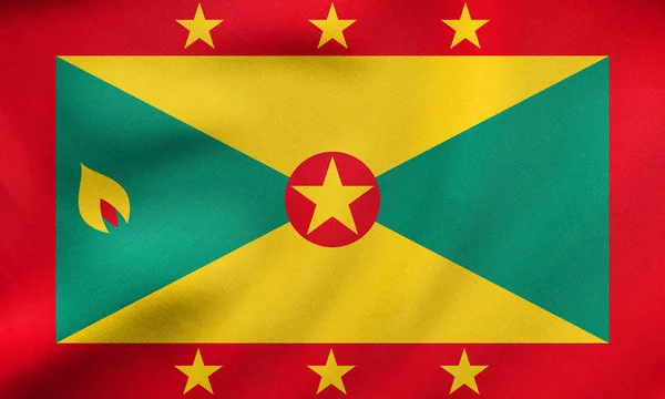 Прапор Гренади розмахував, реальні текстурою тканини — стокове фото