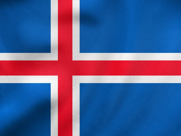 Bandera de Islandia ondeando, textura de tela real —  Fotos de Stock