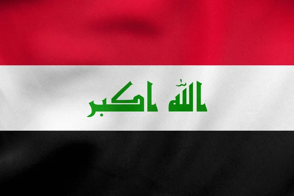 Bandeira do Iraque acenando, textura de tecido real — Fotografia de Stock