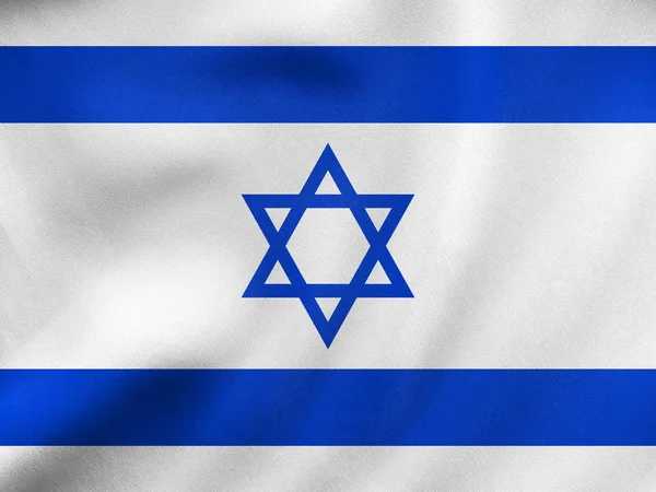 Bandeira de Israel acenando, textura de tecido real — Fotografia de Stock