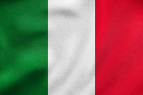 Vlajka Itálie mává, skutečné textilie textura — Stock fotografie