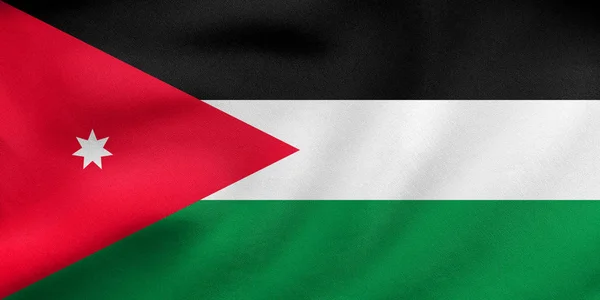 Flagge aus jordanischem Schwenken, echtes Gewebe — Stockfoto
