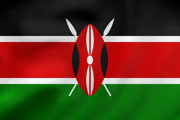 Flag of Kenya waving, real fabric texture — Stock Photo, Image