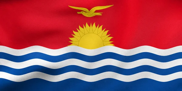Bandeira de Kiribati acenando, textura de tecido real — Fotografia de Stock
