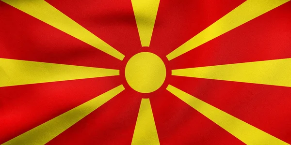 Bandera de Macedonia ondeando, textura de tela real —  Fotos de Stock