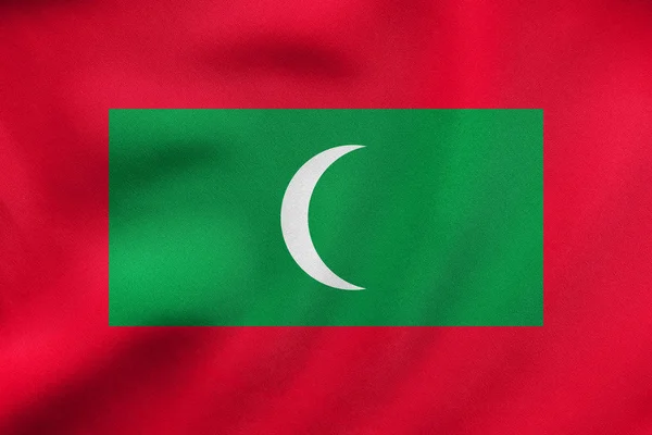 Maldív-szigetek integetett, valós szövet szerkezete zászlaja — Stock Fotó