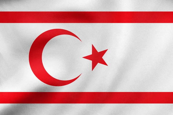 Flag of Northern Cyprus waving real fabric texture