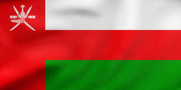 Bandera de Omán ondeando, textura de tela real —  Fotos de Stock