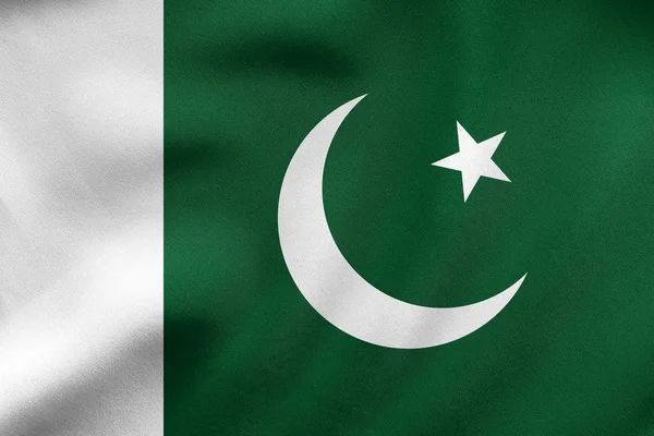 Flagga av Pakistan viftande, riktiga tyg konsistens — Stockfoto