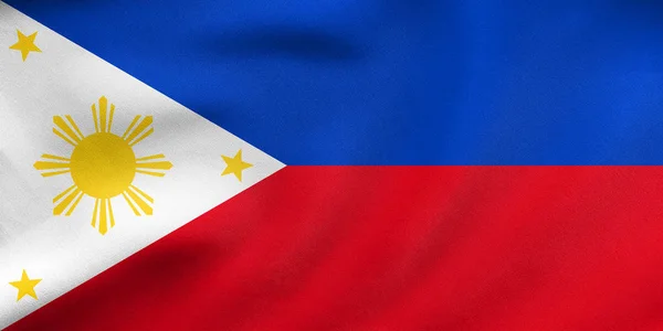 Flaggan i Filippinerna viftande riktiga tyg textur — Stockfoto