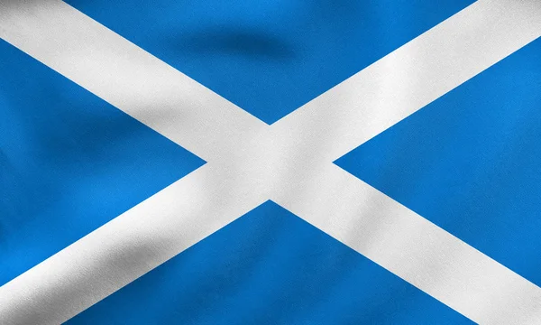 Flag of Scotland waving, real fabric texture — Stock Photo, Image