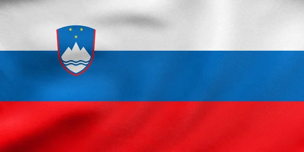 Bandeira da Eslovénia acenando, textura de tecido real — Fotografia de Stock