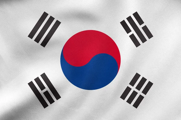 Flagge Südkoreas weht, echtes Gewebe — Stockfoto