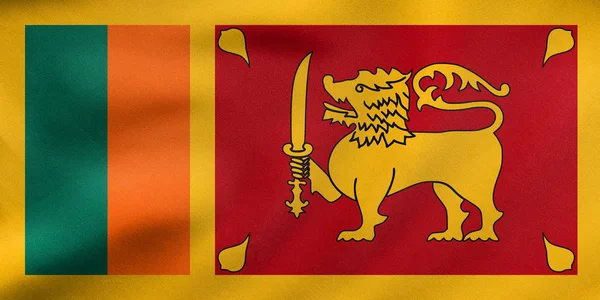 Flagga av Sri Lanka viftande, riktiga tyg konsistens — Stockfoto