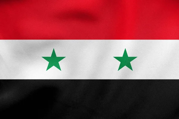 Bandiera della Siria sventola, trama in tessuto reale — Foto Stock