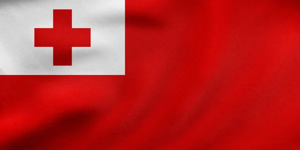 Bandiera di Tonga sventolando, tessitura in tessuto reale — Foto Stock