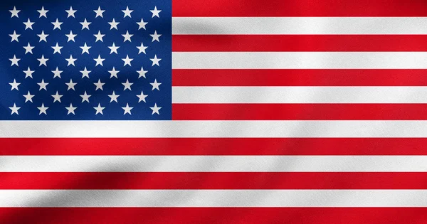 美国挥舞着，真正的织物纹理的旗帜 — 图库照片
