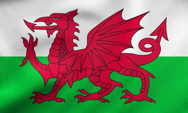 Vlag van Wales zwaaien, echte textuur van de stof — Stockfoto