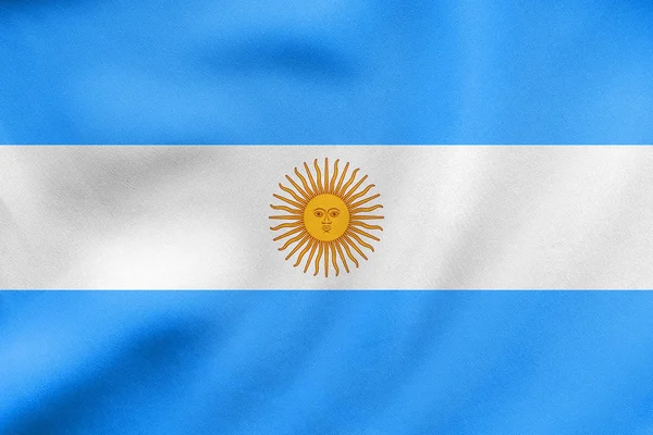 Vlajka Argentina mává, skutečné textilie textura — Stock fotografie