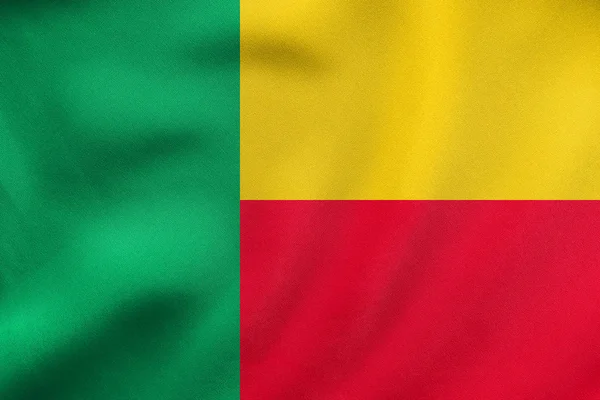Benin integetett, valós szövet szerkezete zászlaja — Stock Fotó