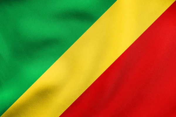 Bandeira da República do Congo acenando, textura de tecido — Fotografia de Stock