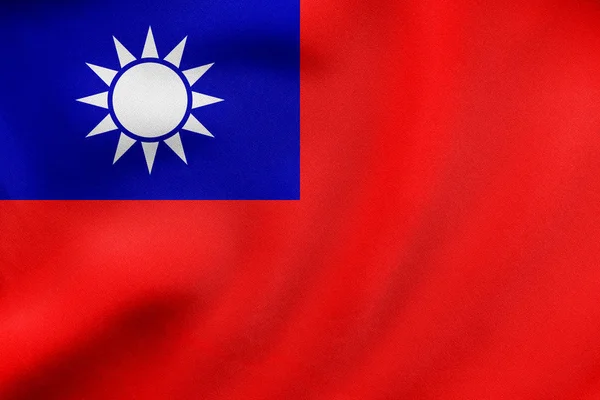 Flag of Taiwan waving, real fabric texture — Stock Photo, Image