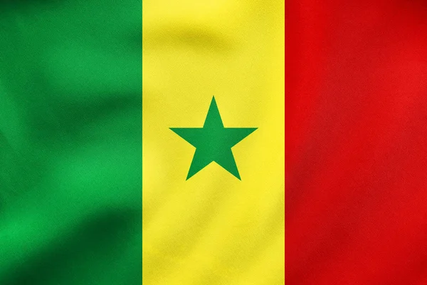 Bandeira do Senegal acenando, textura de tecido real — Fotografia de Stock