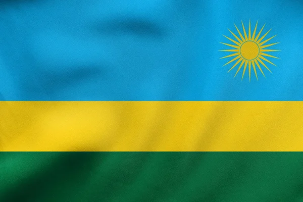 Bandera de Ruanda ondeando, textura de tela real — Foto de Stock