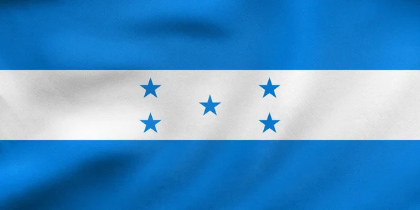 Bandeira de Honduras acenando, textura de tecido real — Fotografia de Stock