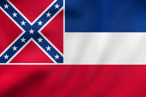 Mississippi integetett, valós szövet szerkezete zászlaja — Stock Fotó