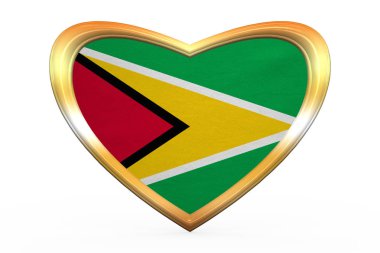 Kalp şekli, altın çerçeve içinde Guyana Cumhuriyeti bayrağı