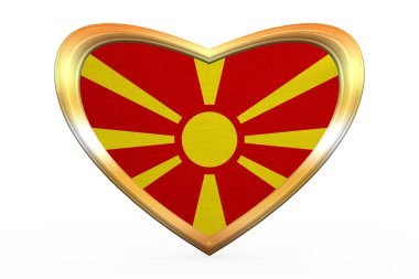 Kalp şekli, altın çerçeve içinde Makedonya Cumhuriyeti bayrağı