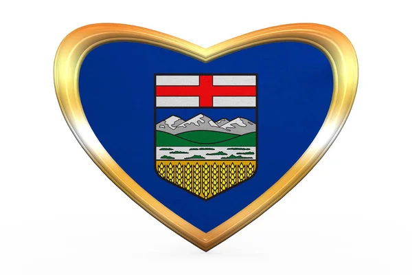 Bandiera dell'Alberta a forma di cuore, cornice dorata — Foto Stock